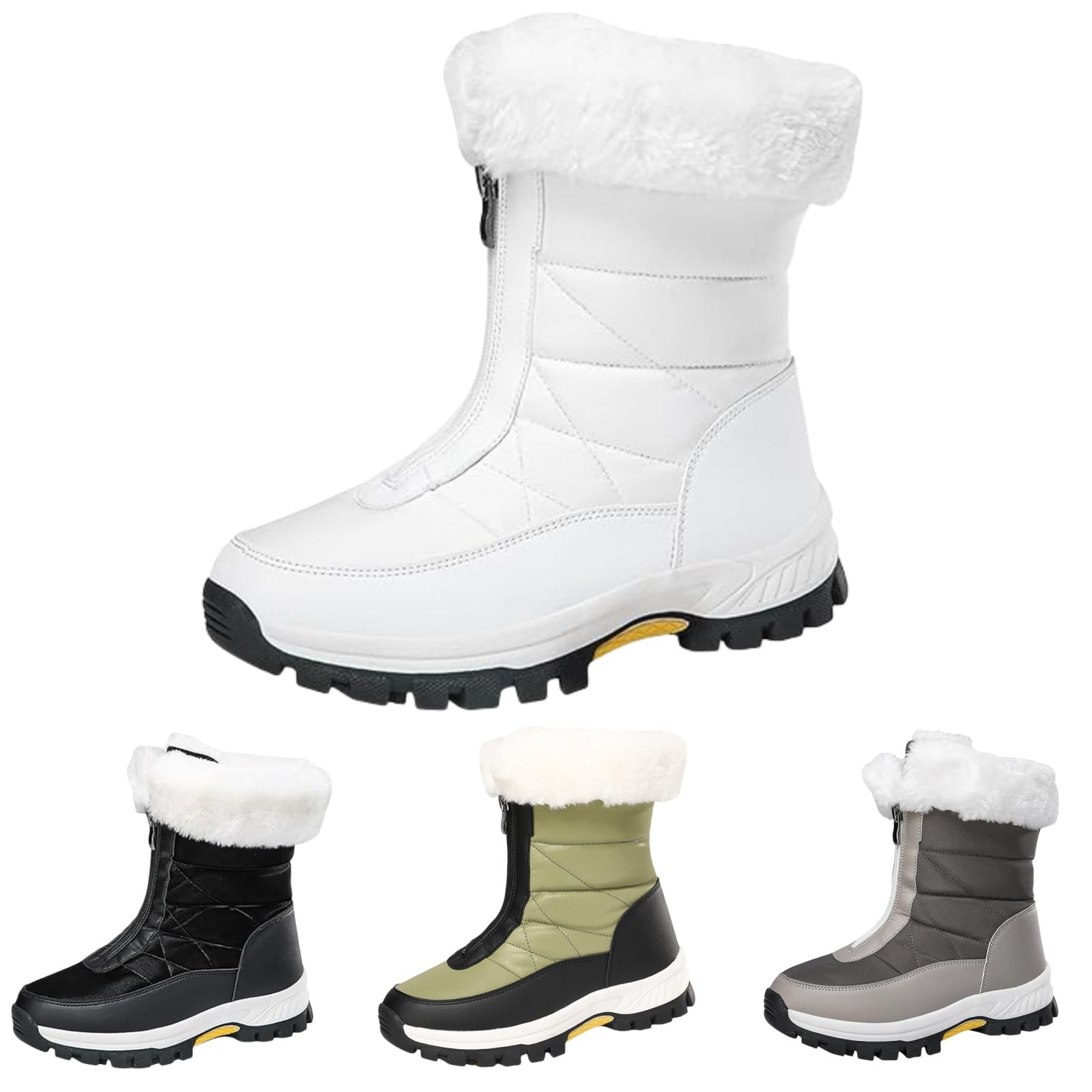 Women’s Non-Slip Warm Zipper Snow Boots, Anti-Slip Mid-Calf Winter Boots, Waterproof & Lightweight, for Outdoor Winter