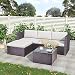 Produktbild ModernLuxe Polyrattan Lounge Sitzgruppe Couch Sofagarnitur, Lounge GartenmBel, Ecksofa, Couchgarnitur mit Sitz- und R¨¹ckenkissen, Lounge-Tisch mit Glasplatte (Braun)