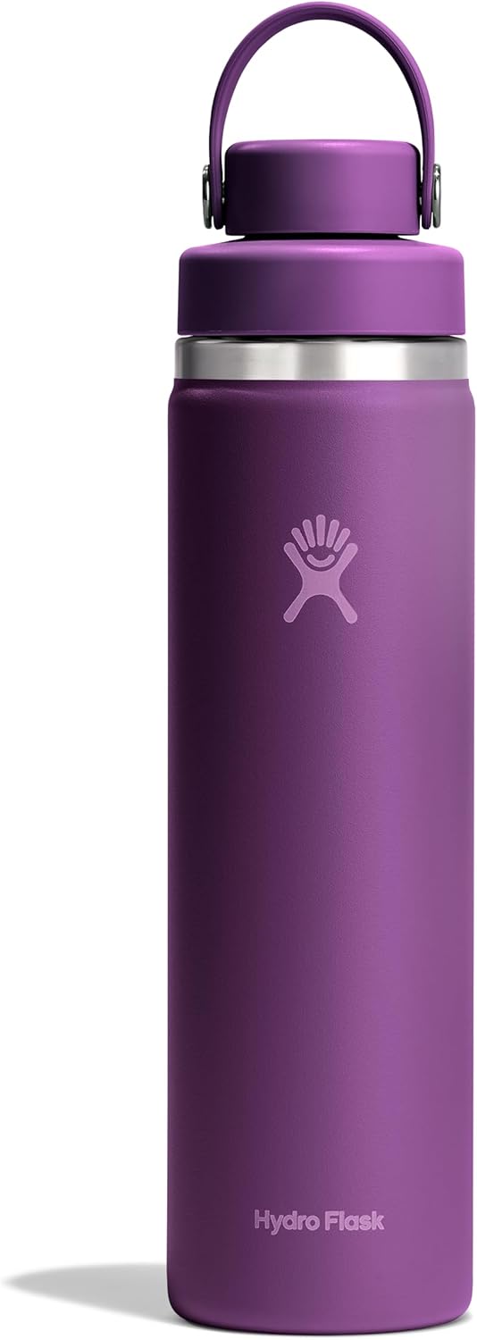 Hydro Flask Water Bottle - Insulated Stainless Steel - Wide Mouth Flex Chug Lid, Non Spill, Leakproof in 24 Oz Beachplum Purple