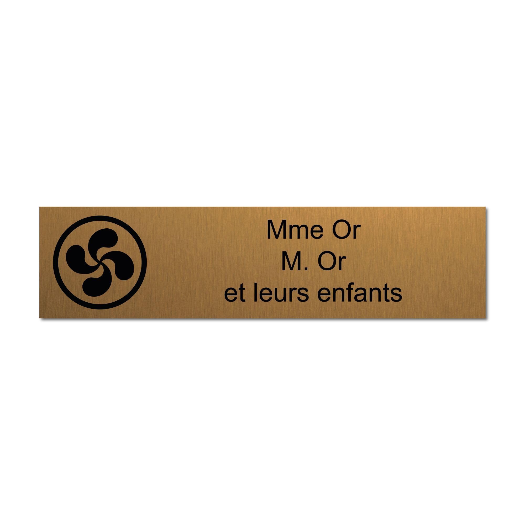 Engraved plate for name and number mailbox Cruz Vasca self-adhesive 10x2.5cm personalised 1-3 lines Brushed Gold