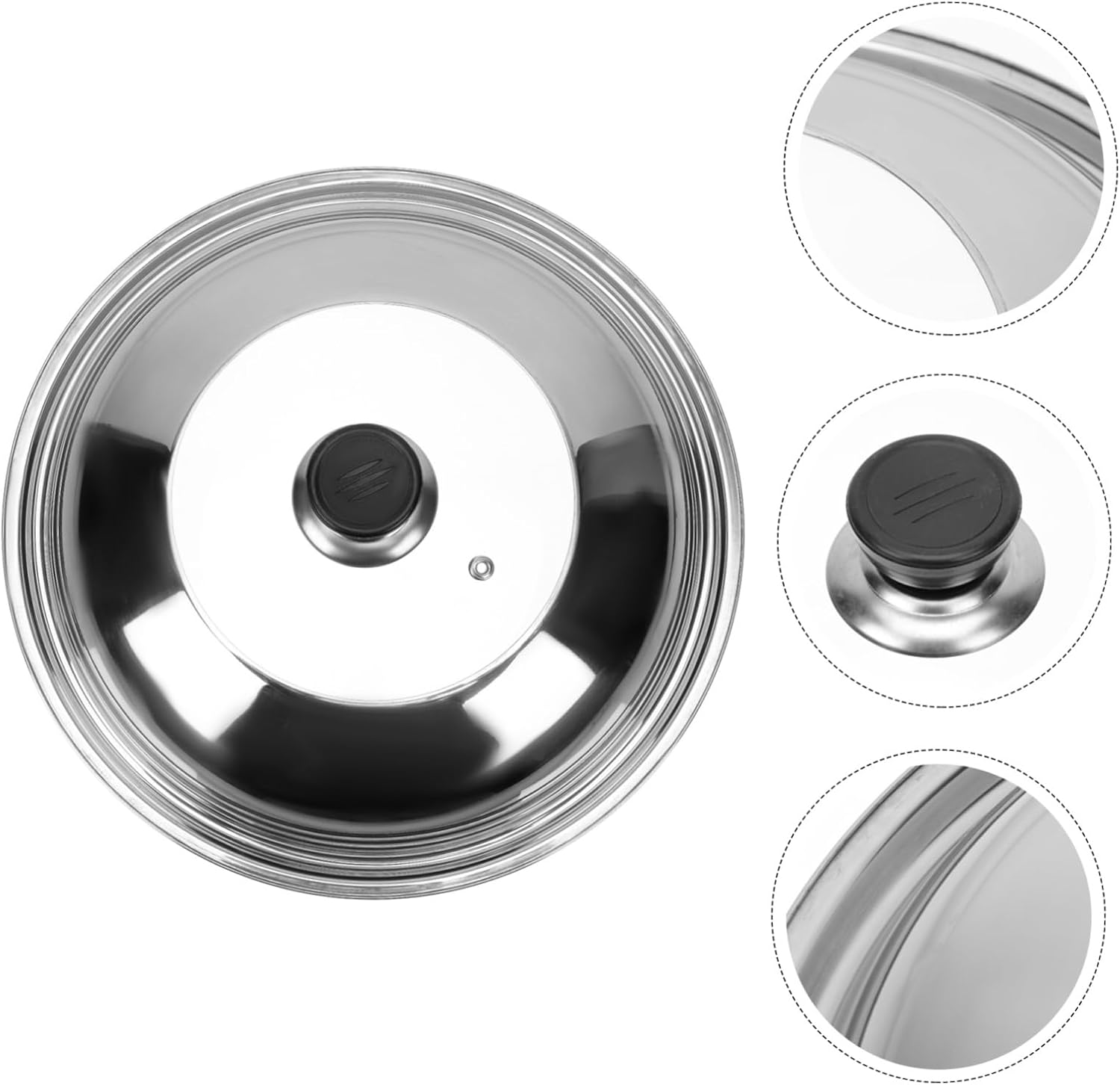 OUNONA Stainless Steel Anti-Overflow Cooking Pot Lid Tempered Glass 12-inch Visual Kitchen Gadget Suitable for Induction Cookers Sturdy Design Easy to Clean