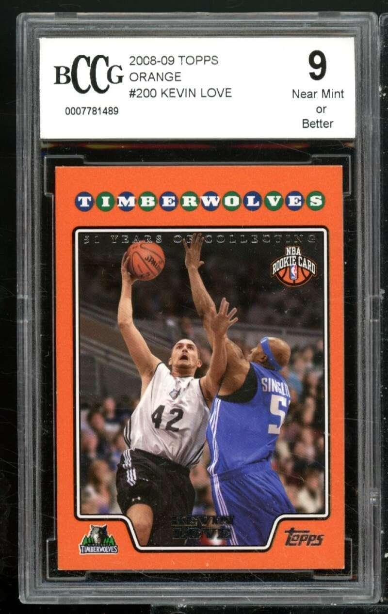Kevin Love Rookie Card 2008-09 Topps Orange #200 BGS BCCG 9 - Basketball Slabbed Rookie Cards