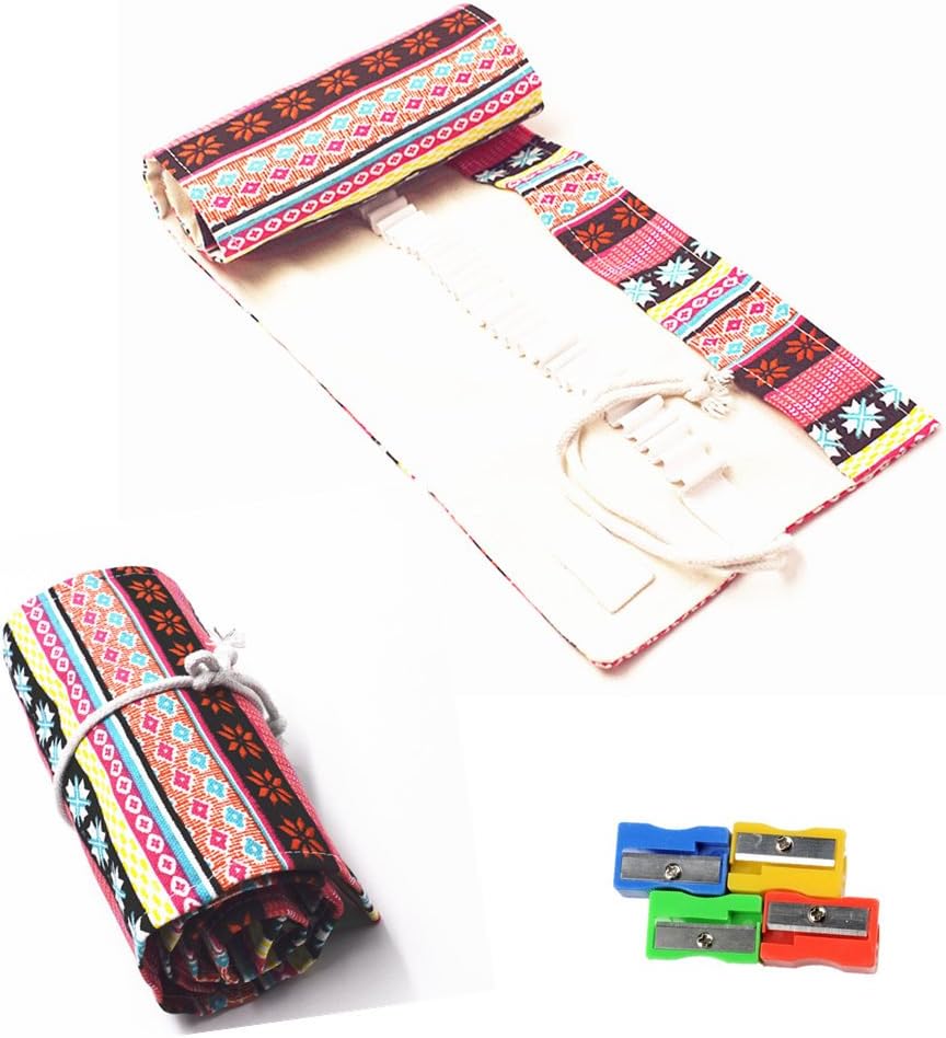 RayLineDo® 48 Holes Canvas Pencil Wrap Roll Up Pencil Case