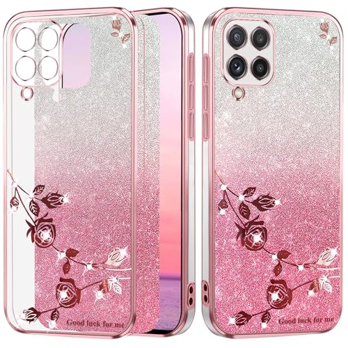 Coque Samsung Galaxy A42 5g fleurie et pailletée romantique