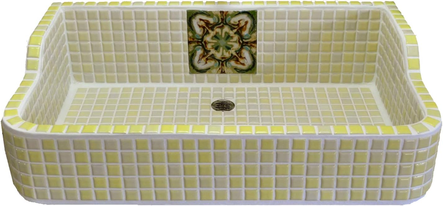 Amazon デザインタイルおしゃれ流し台 菜の花 ぷっくりタイルが可愛いガーデンシンク ｌサイズ ガーデンシンク