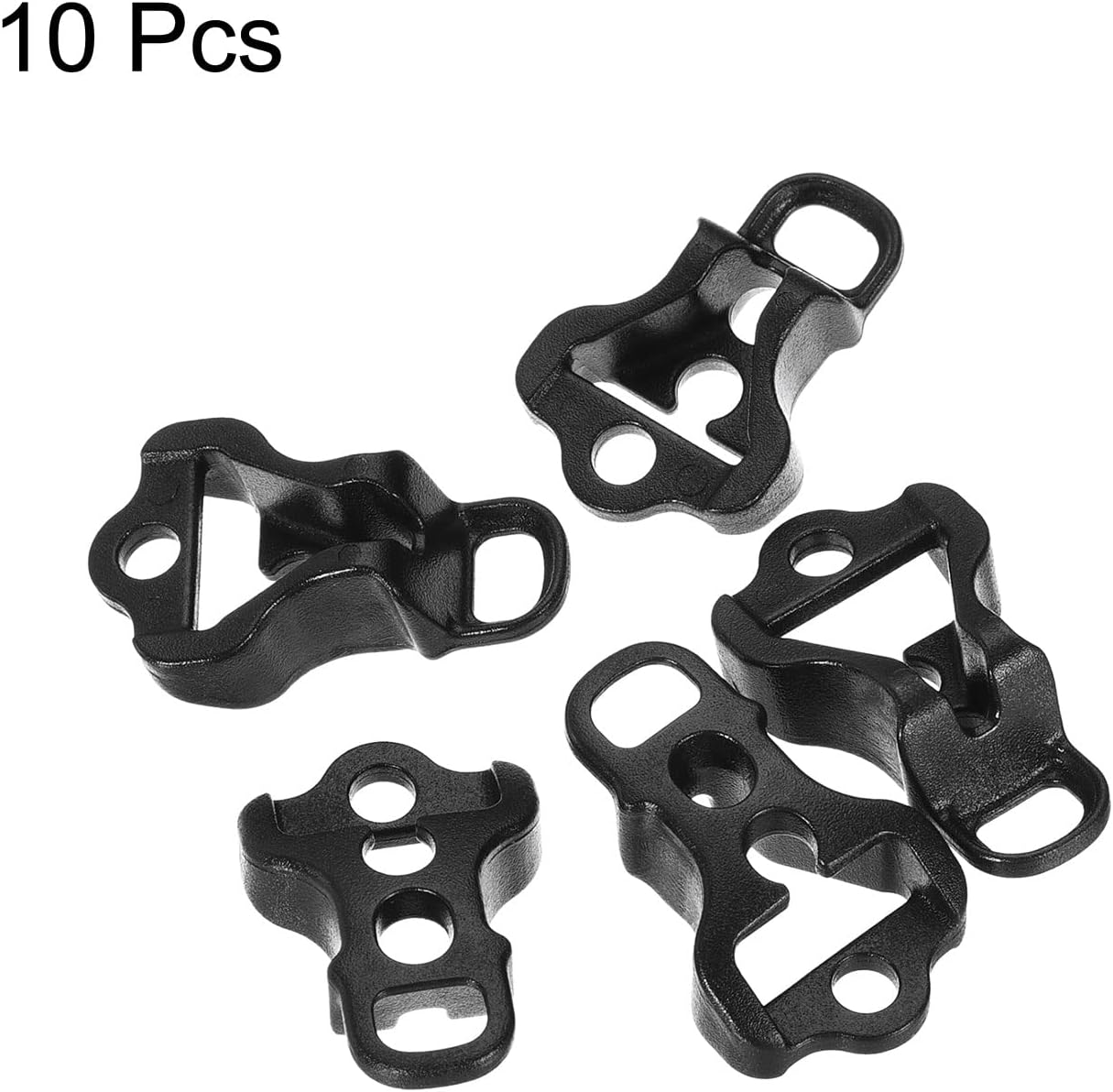 MECCANIXITY Tent Rope Buckles, 4mm 3 Hole Plastic Guyline Adjuster Cord Tensioners for Outdoor Camping Canopy Tarp, Black Pack of 10