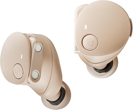 オーディオテクニカ ATH-CKS50TW2 BG(E) ワイヤレスイヤホン Bluetooth 5.3 ノイズキャンセリング 重低音 LE Audio対応 オリジナルステッカー付き マグネティックスイッチ機能 最大約65時間再生 IP55 防水防塵 マルチポイント対応 置き忘れアラート ヒアスルー 低遅延モード 急速充電 Qiワイヤレス充電対応 ベージュ