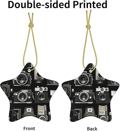 Miniatura 3 de Adorno de Navidad de 2.9 pulgadas, colgante de estrella de cerámica para árbol de Navidad, colección de cámaras geniales y retro, accesorios de