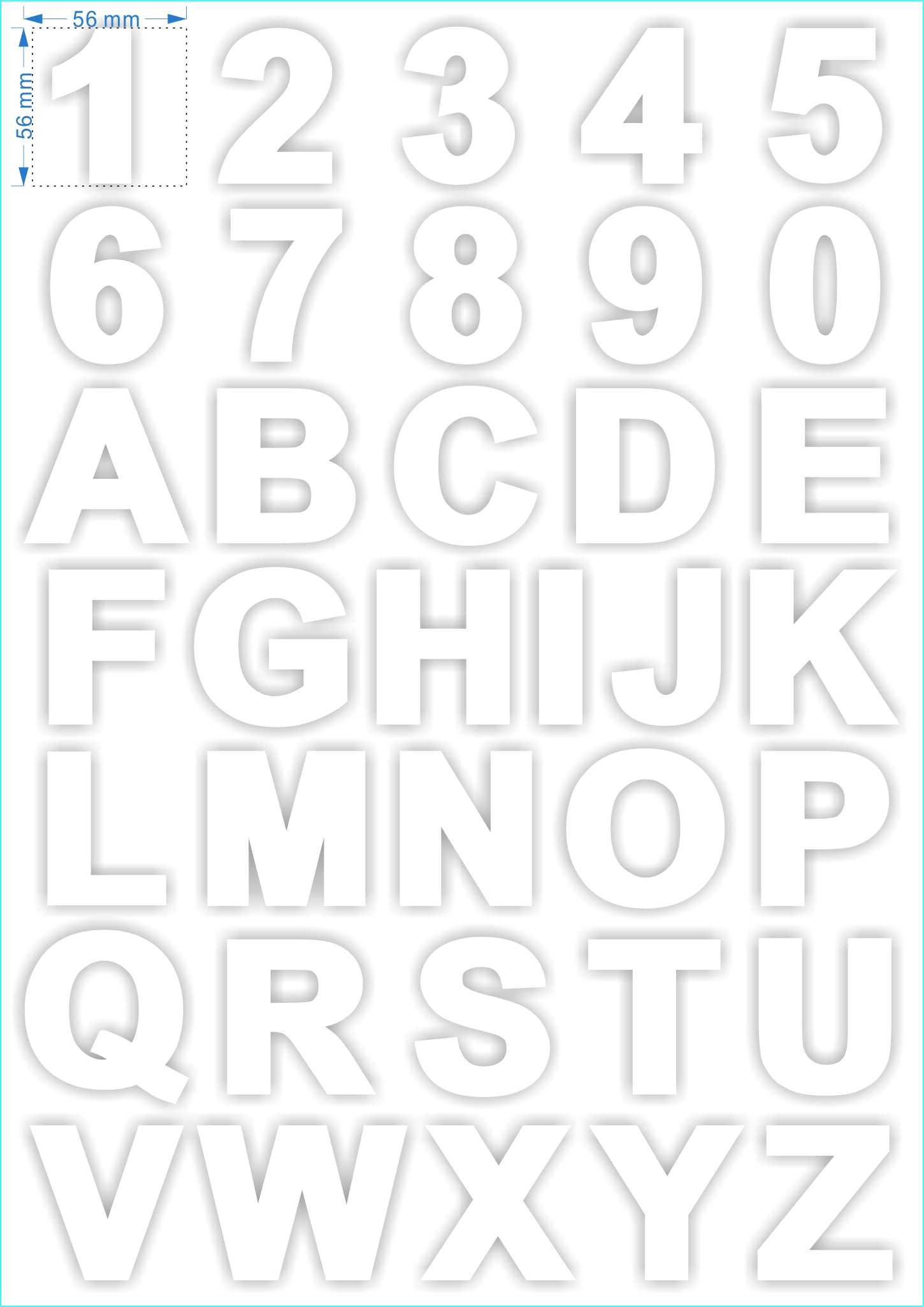 Lettres de l'alphabet 5 cm en autocollant vinyle imperméable UEQ-W56 pour boîte aux lettres