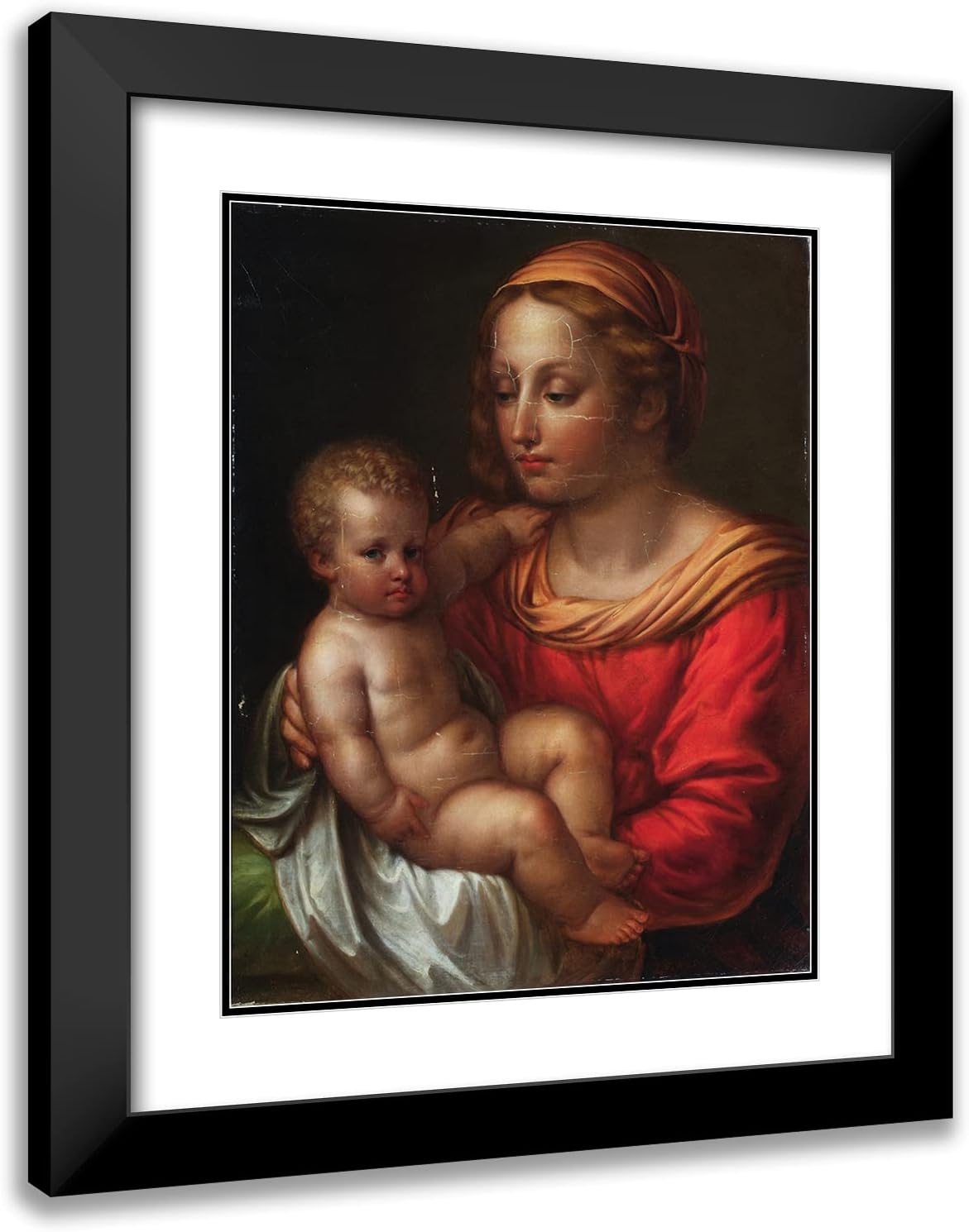 ArtDirect Josef Abel 20x24 Black Modern Frame and Double Matted Museum Art Print Titled - Madonna and Child (1816)