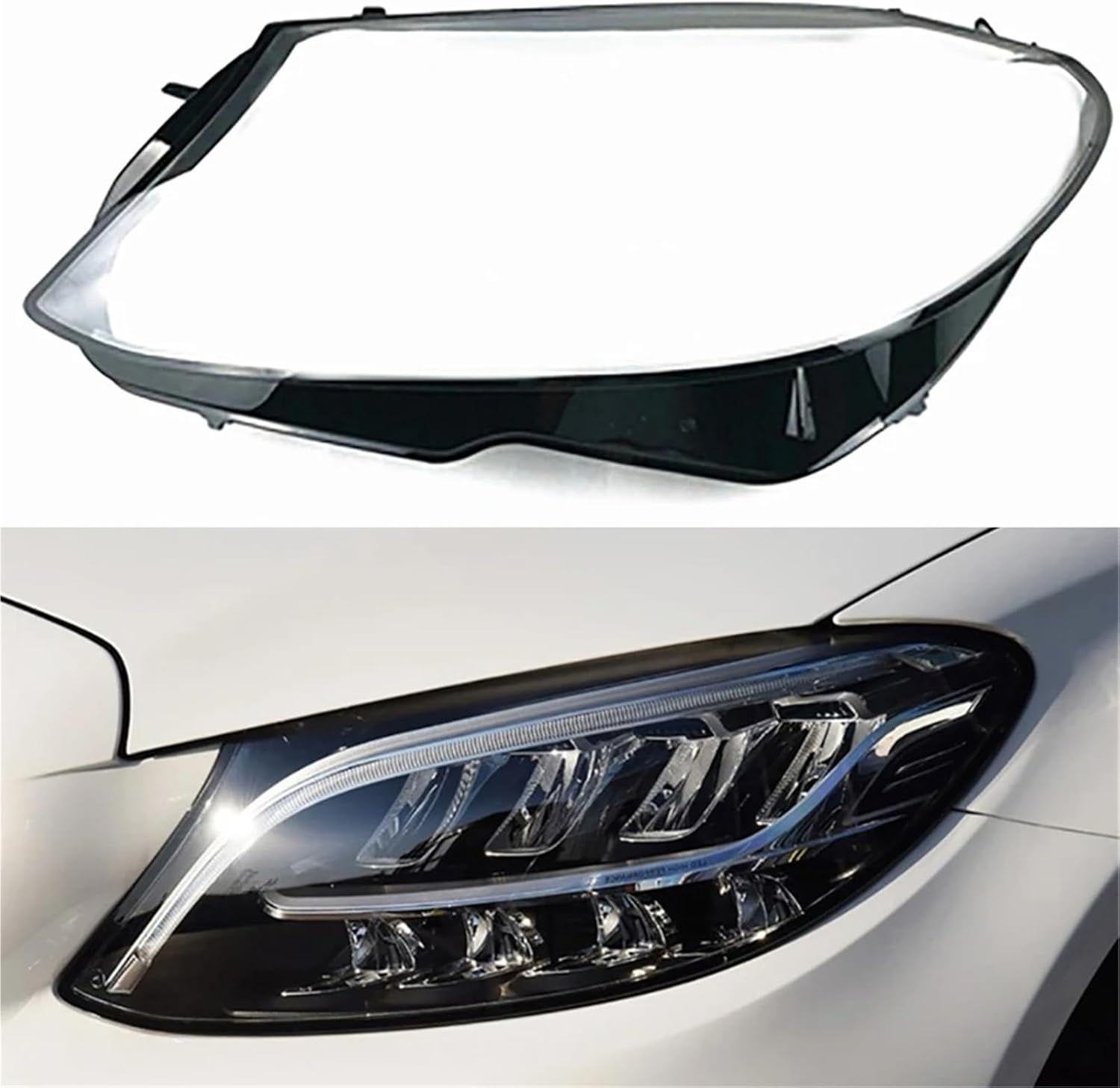 Head light Shell Cover Compatible for Mercedes for Benz W205 C180 C260L C280 C300 2019 2020 2021 ​Auto Clear Lens Case (Red)