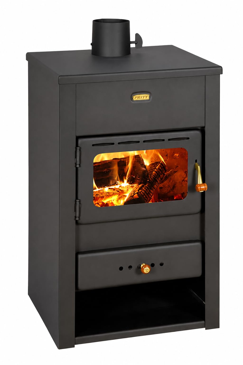 Prity K2 10 kW Wood-Burning Fireplace Stove in a living room setting