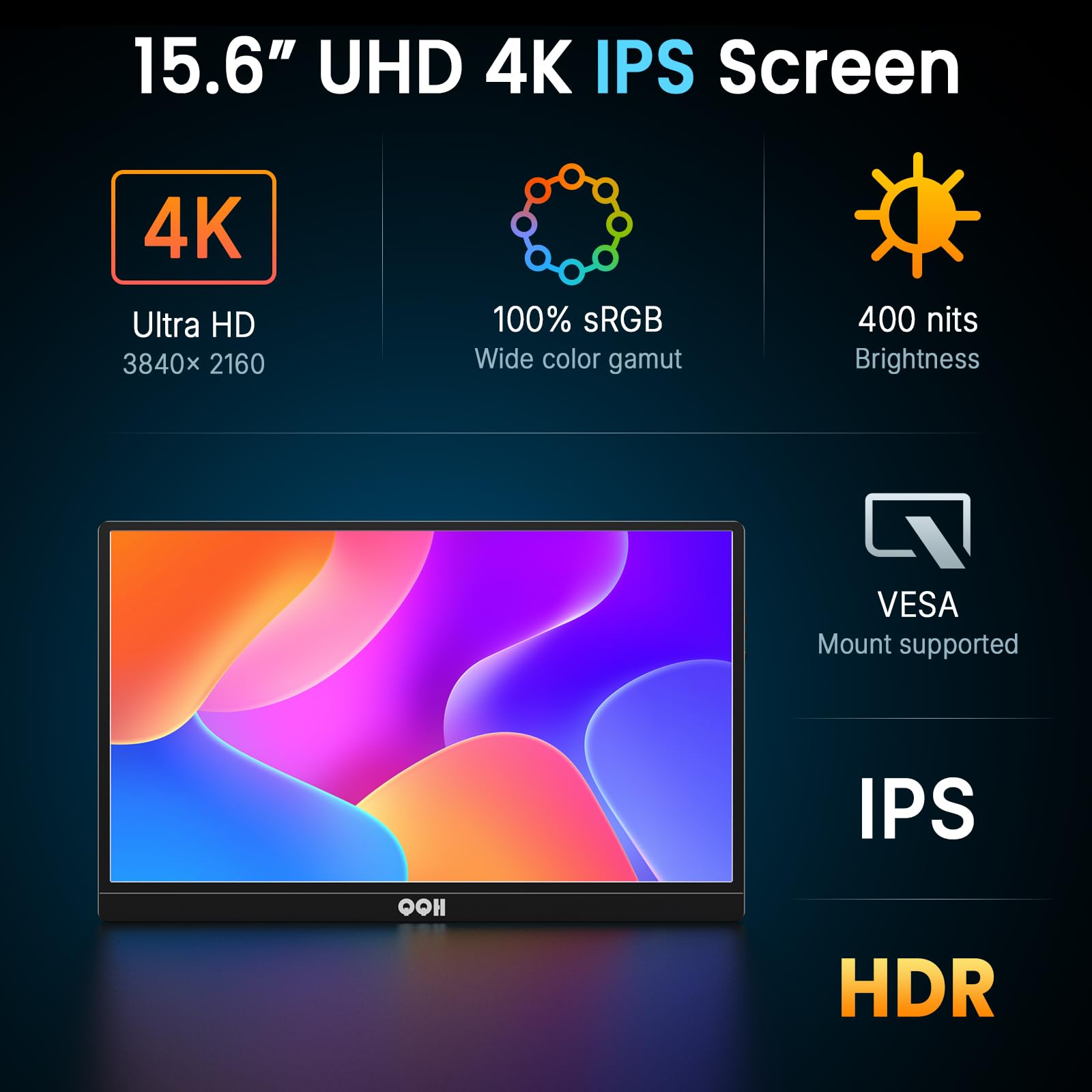 Amazon.co.jp: QQH 4K ポータブルモニター 15.6インチ UHD IPS USB-C