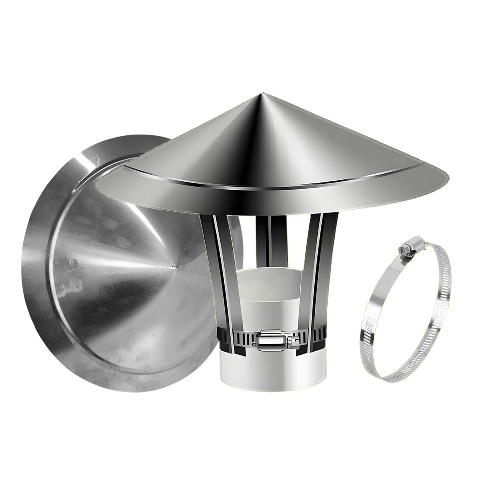 KGLHJDY Round Roof Chimney Cowl Stainless Steel Rain Cover Cap Chimney Cowl for Fireplace Flue Furnace Exterior Stove Vent 80-300mm(110mm/4.33in)