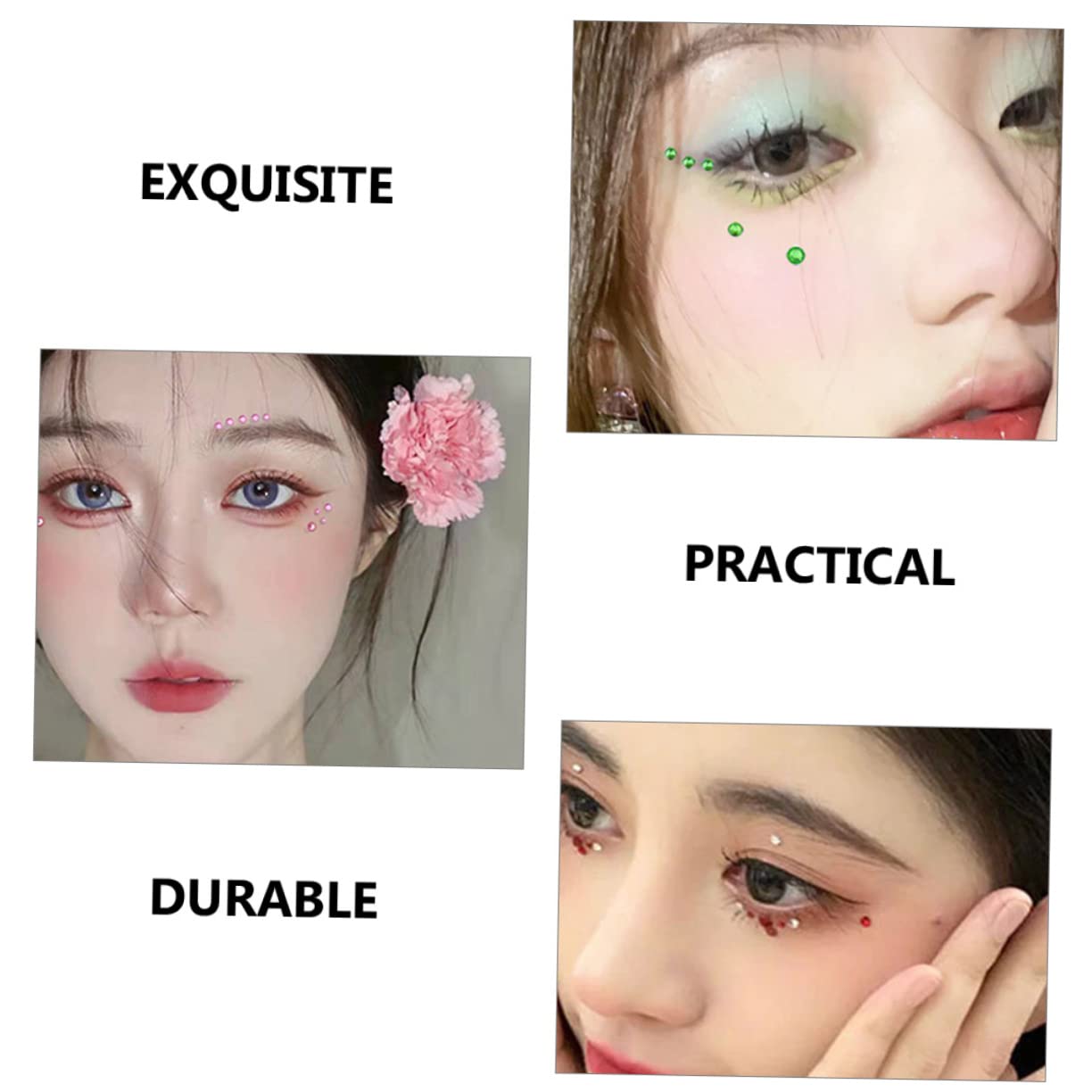 LALAFINA 30fogli Adesivi Brillantini Colorati Per Makeup Di Gemme Per Viso Con Strass Autoadesivi Per Decorazioni Di Bellezza Art Facili Da Applicare e Durevoli Per Eventi e Feste