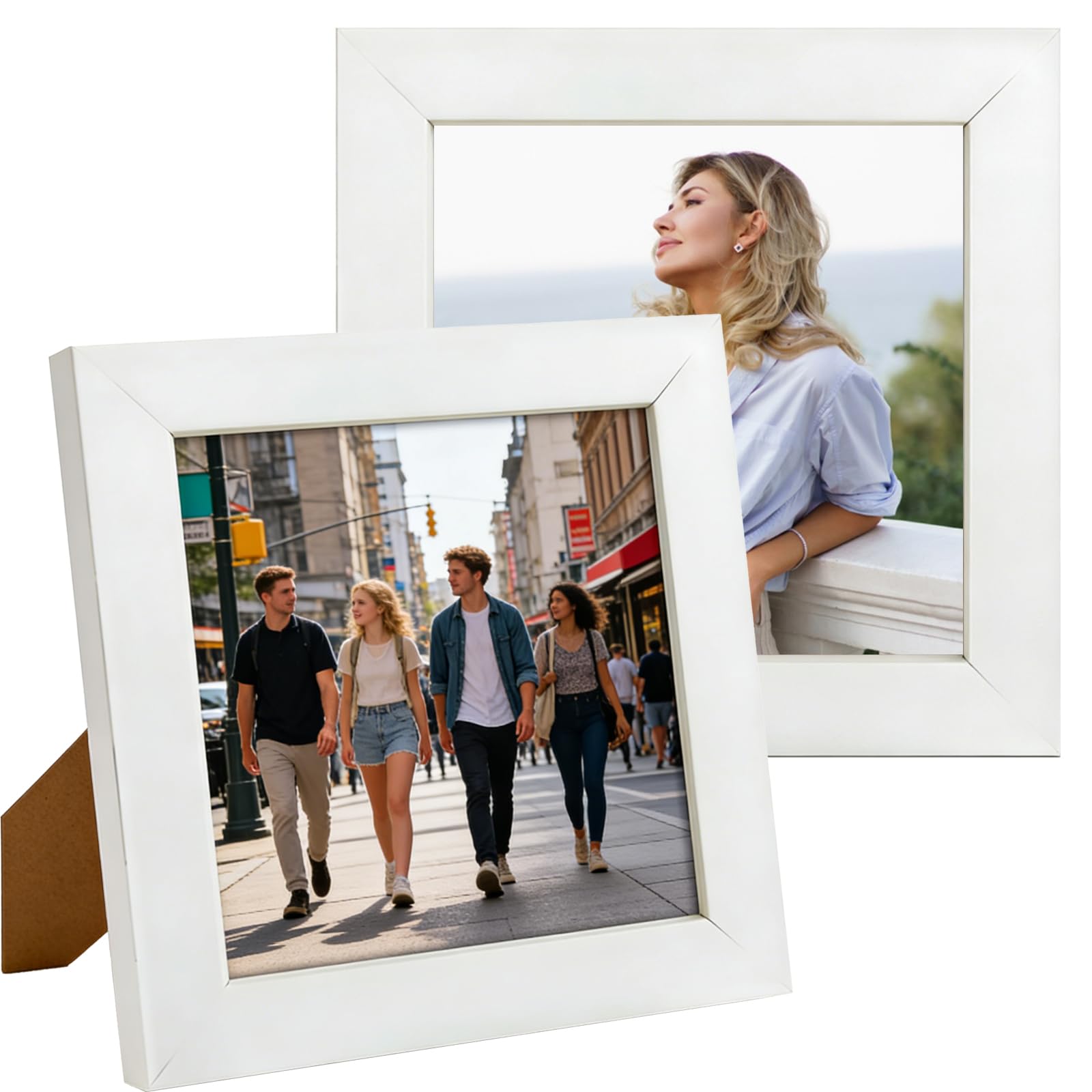 5x5 Photo Frames - 2Pack White Square Photo Frame for 12.5 x 12.5 cm Photos - Small Square Picture Frames with Wall Mount and Desk Stand Display