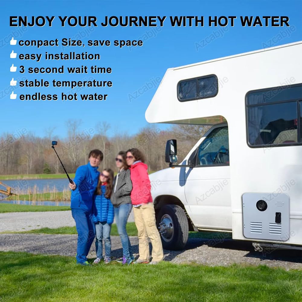 Calentador De Agua Instantáneo a Gas Propano para Vehículos Recreativos, 55 000 Btu, 15 X 15 Pulgadas, Puerta Y Control Remoto, CC 12 V Máx., 3,9 Gpm, Protección Múltiple Mixizap
