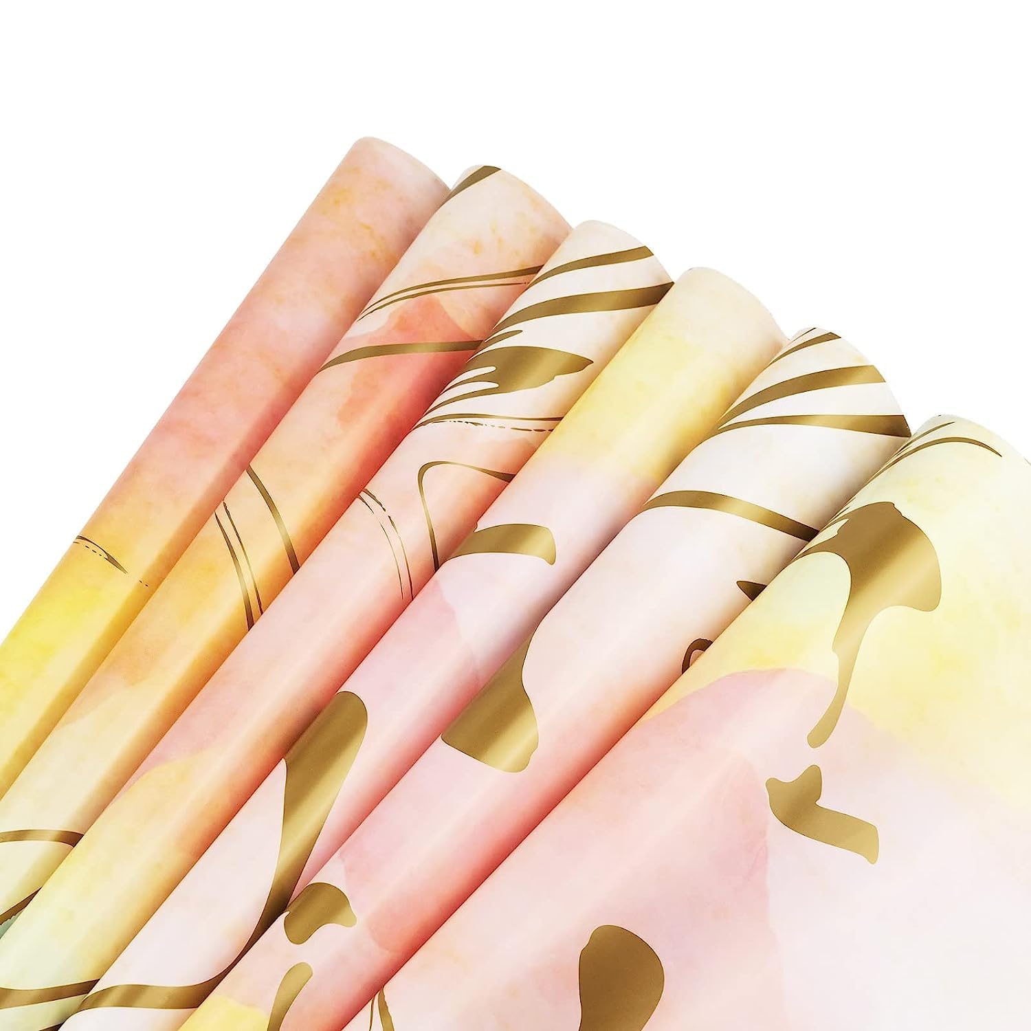 Birch & Co. Gift Wrapping Paper Sheet - Wrap Roll, Cover, Wrapper, Design Paper for Packing, Multi-coloured, Marble Ombre Pack of 48