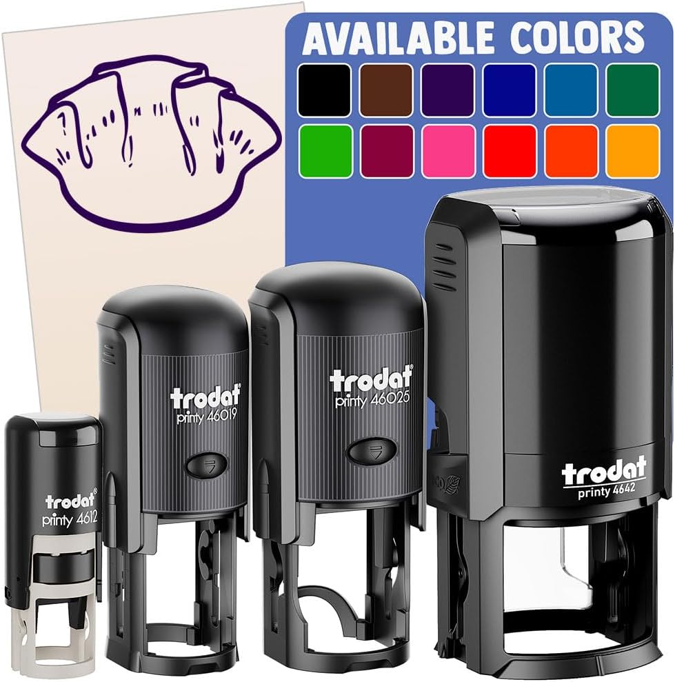 Potsticker Crab Rangoon Dumpling Chinese Food Self-Inking Rubber Stamp Ink Stamper for Stamping Crafting Planners - 1 Inch Medium - Yellow Ink