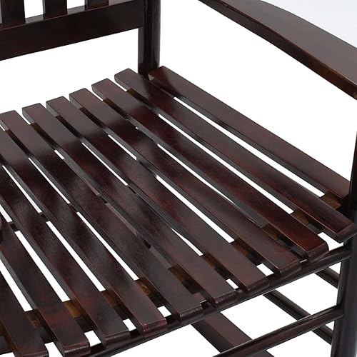 Miniatura 7 de Mecedora con asiento curvo sillas de patio de madera de álamo marrón. Sillas de balcón al aire libre Sillas para Comedor para playa, picnic, sala de