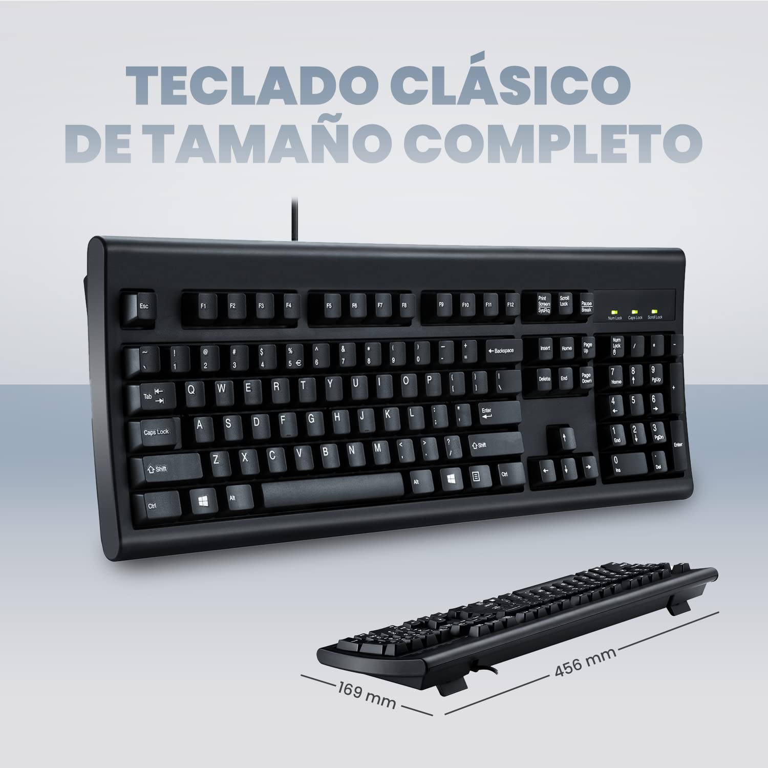 Perixx PERIBOARD-106 Tastiera USB - Alte Prestazioni - Tasti Alti - Full-Size con Tastiera Numerico - Nero - QWERTY Italiano