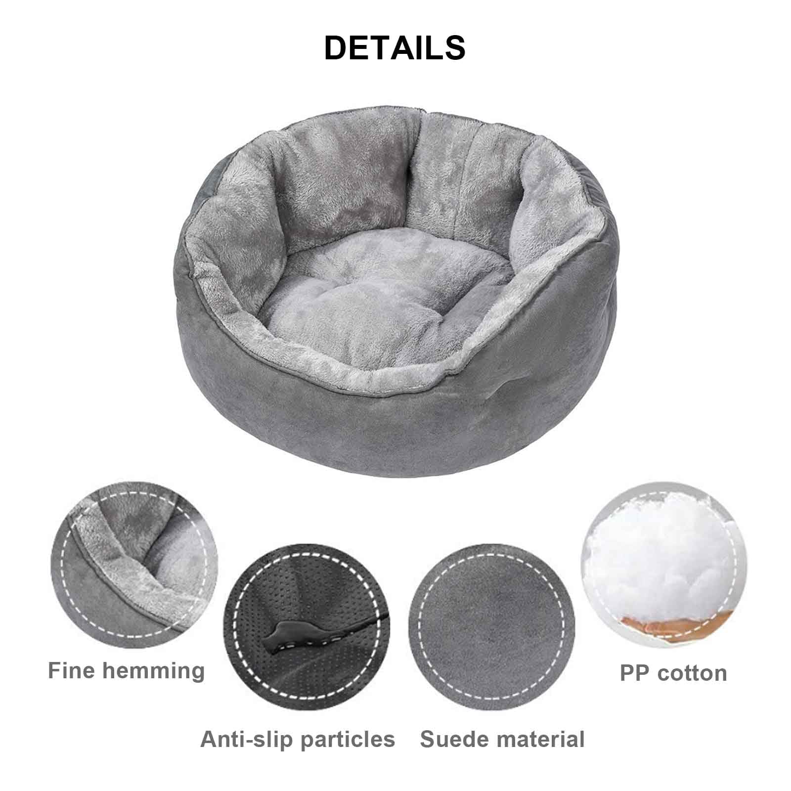Cama para Perro Lavable, Cama Perro con Fondo Antideslizantes, Cama Gato con Cojín Desenfundable, Suave Y Mullida, para Perro Y Gato Pequeños,Azul,S