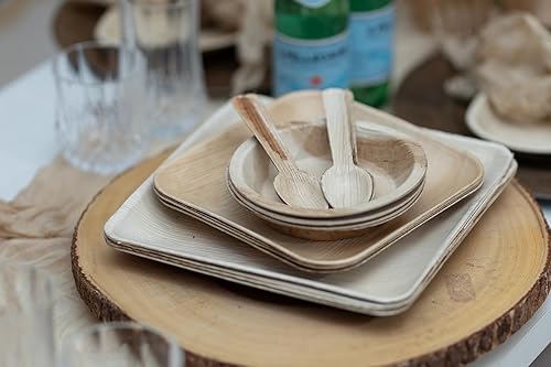 Miniatura 7 de Dtocs Cucharas de hoja de palma de 6 pulgadas (50 unidades)  Cucharas de bambú como cubiertos desechables compostables naturales ecológicos