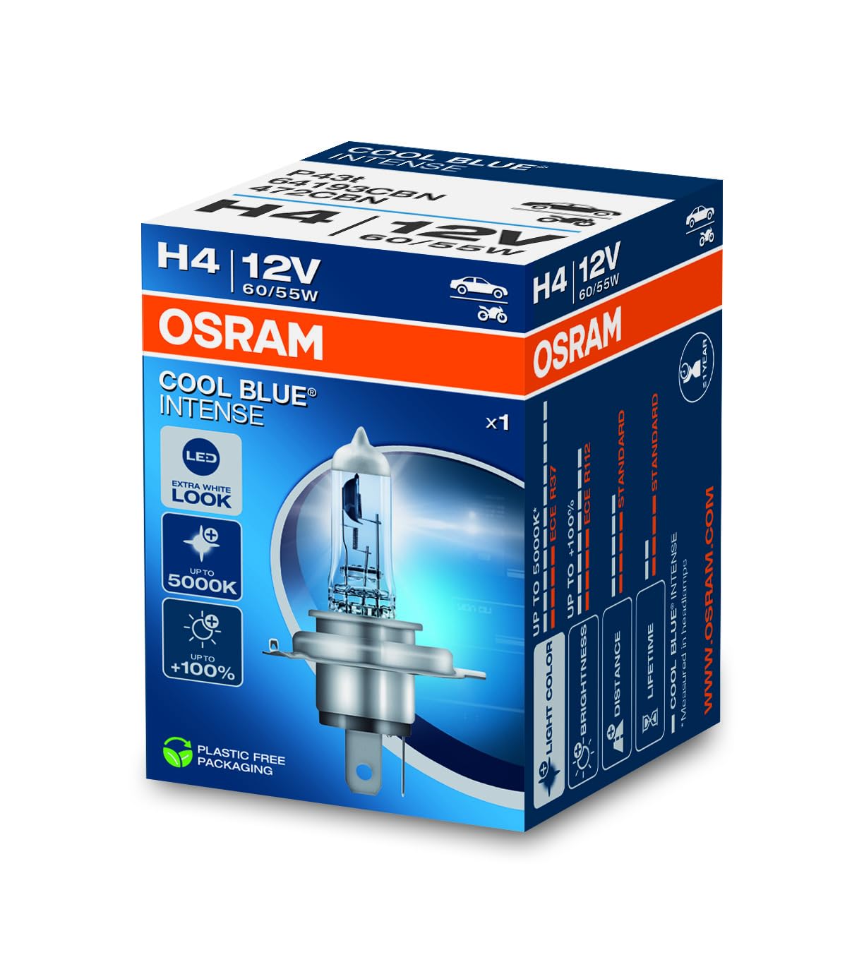 OSRAM Cool Blue Intense NextGen Halogen bulb - H4-12V/60-55W - single piece