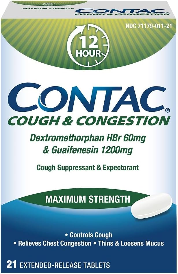 Cough & Congestion Maximum Strength Controls Cough, Thins And Loosens Mucus, Guaifenesin & Dextromethorphan HBr, Extended Release Tablets, 21 Count