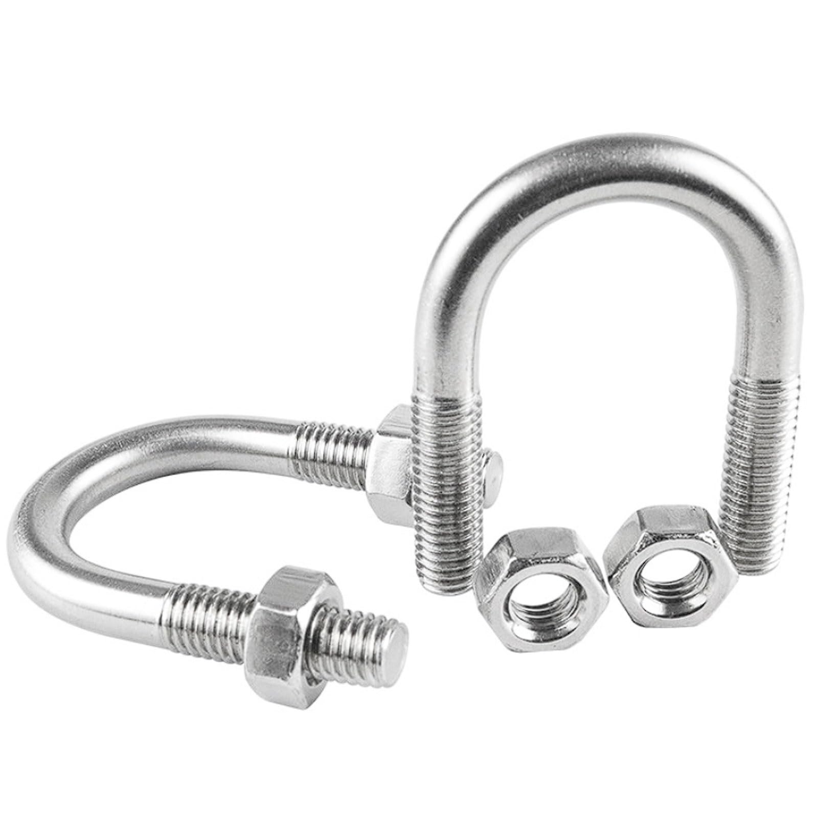 U-Bolzen aus Edelstahl 304, M8-Gewinde, 22–325 mm, mit Muttern