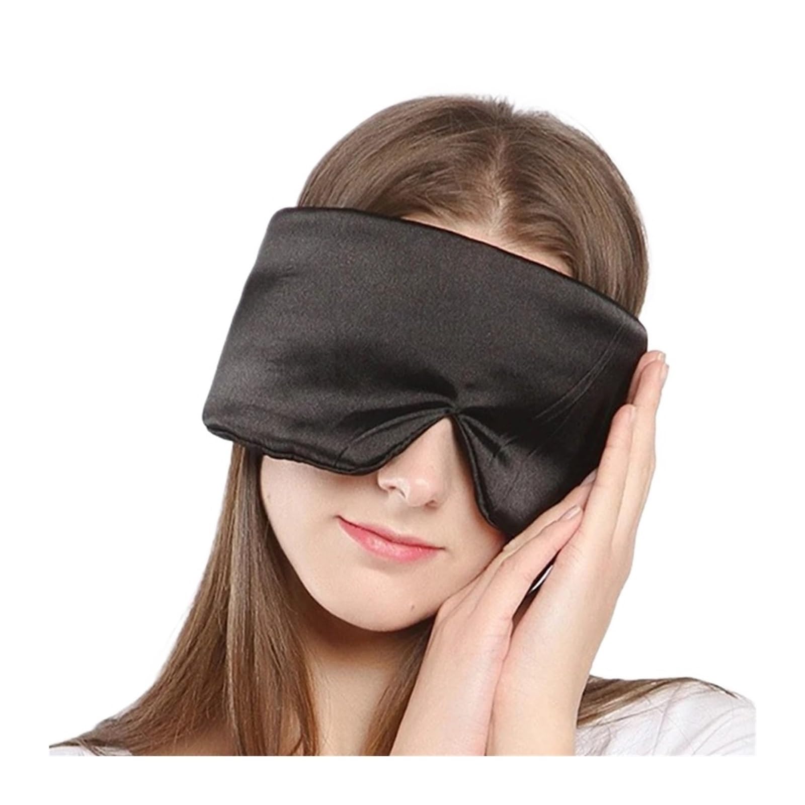 Seiden-Augenmaske 3 stücke Seidensatin Schlafmaske Augenmaske Lichtblockierende Abdeckung Schatten Reise Entspannen Augenklappe Frauen Männer Schlafmittel FüR Schlaf(Black)