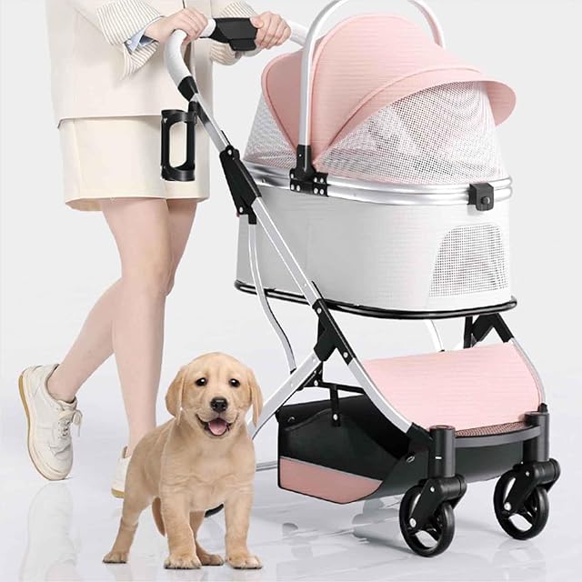 Foto 7 de 7 de PJDDP Cochecito para Mascotas, Cochecito para Perros 3 En 1, hasta 15 Kg, para Perros Pequeños Y Medianos
