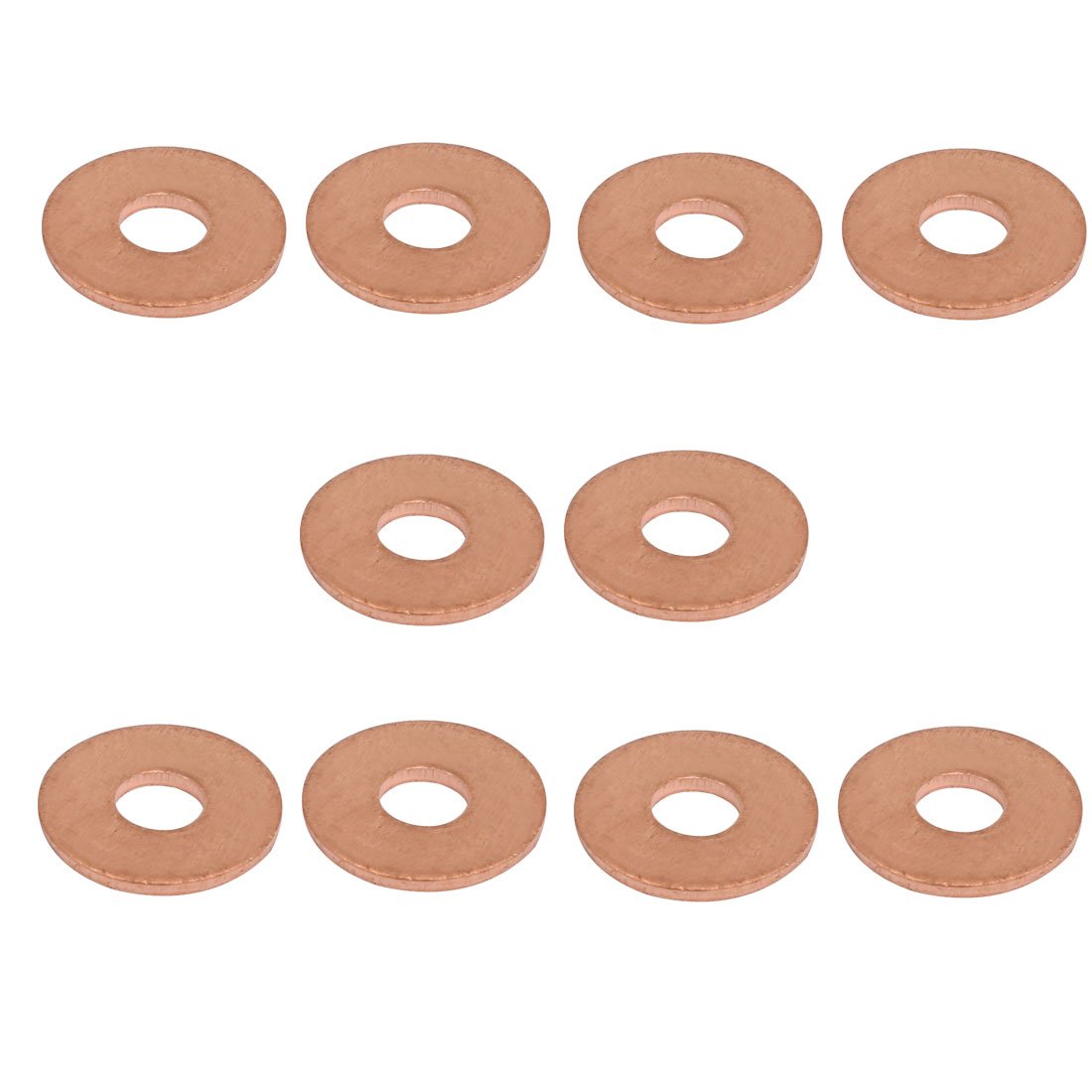 Sourcingmap 10pcs 6mmx18mmx1.5mm Copper Flat Ring Sealing Crush Washer Gasket, 6*18*1.5