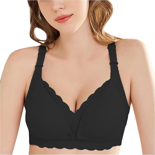 ELEG &amp; STILANCE Women's Cotton Maternity Feeding Bra Lightly Padded Nursing Wirefree Yoga Front Open Bras