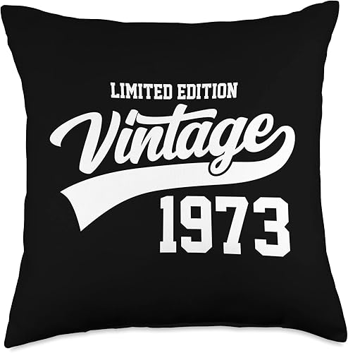 Vintage Birthday Retro Athletic Style Birth Year Limited Edition Vintage 1973 50th Birthday Year Retro Sports Throw Pillow, 18x18, Multicolor