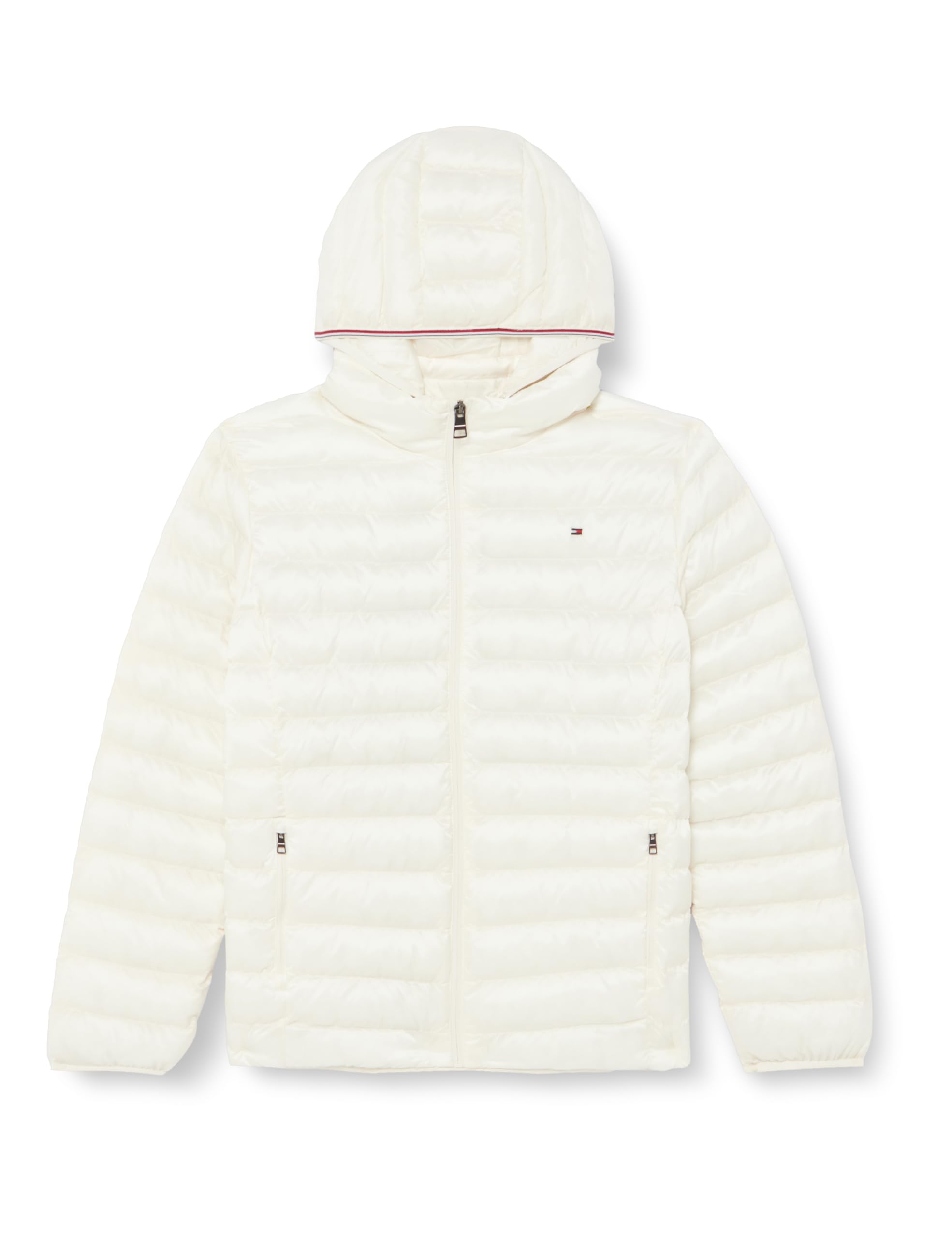 Tommy Hilfiger Women's CRV LW PADDED GLOBAL STRIPE JKT Puffer Jacket, Ancient White, 52