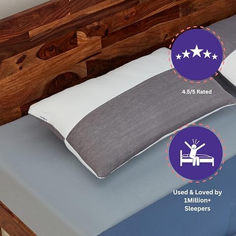 Wakefit Hollow Fiber Sleeping Pillow | Height Adjustable | Soft & Fluffy Comfort | White & Grey | 27 x 16 Inch | Set of 2 |Free Extra Fiber for Custom Comfort (300 Grams) - Image 8