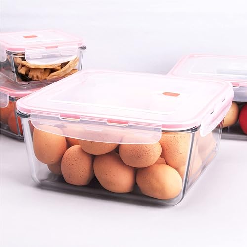 Miniatura 4 de Contenedores de almacenamiento de vidrio extra grandes con tapas, juego de 8 recipientes para el almuerzo, ideales para almacenar alimentos,