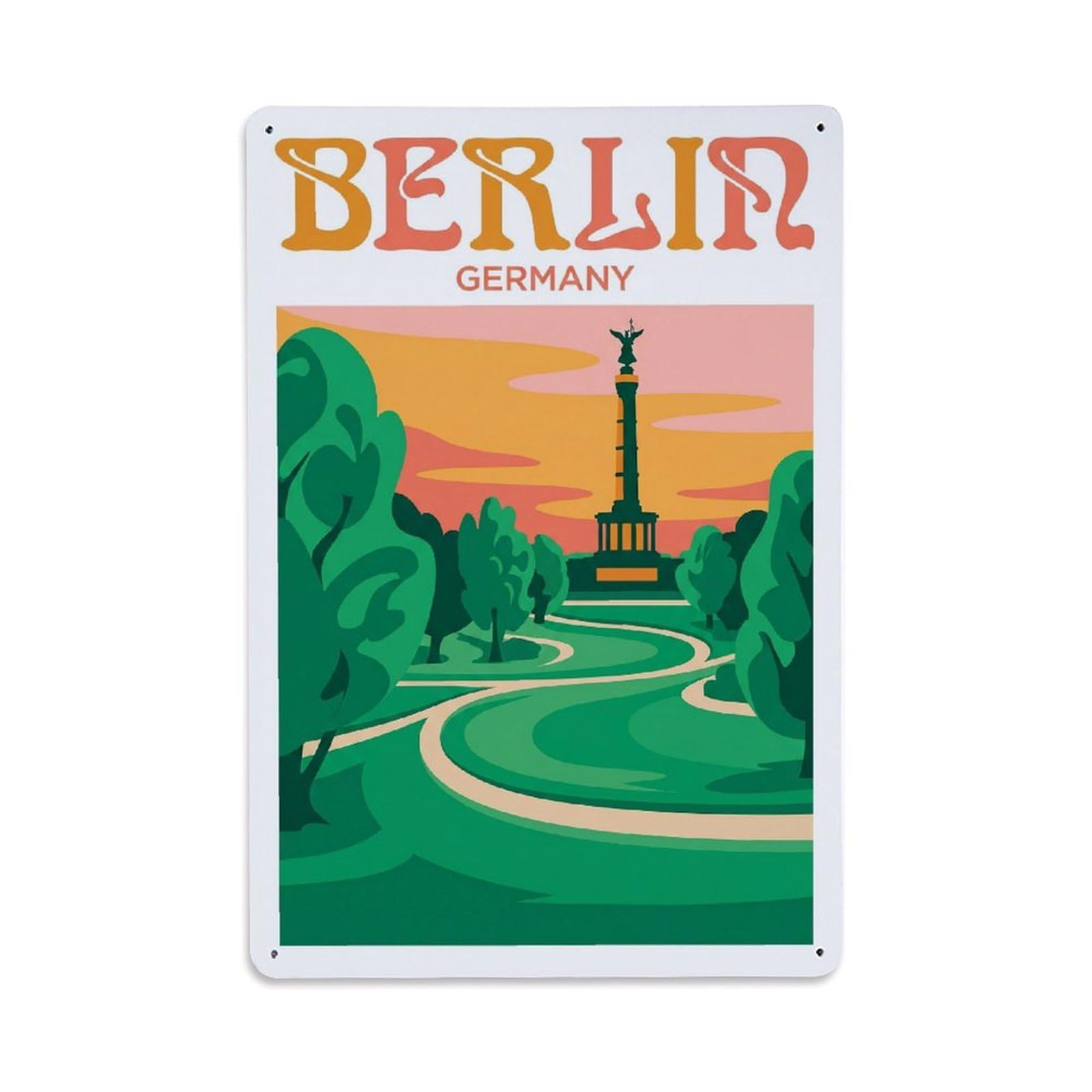 Gead 8X12inch Style Vintage Travel Berlin Germany Prestige Metal Tin Sign
