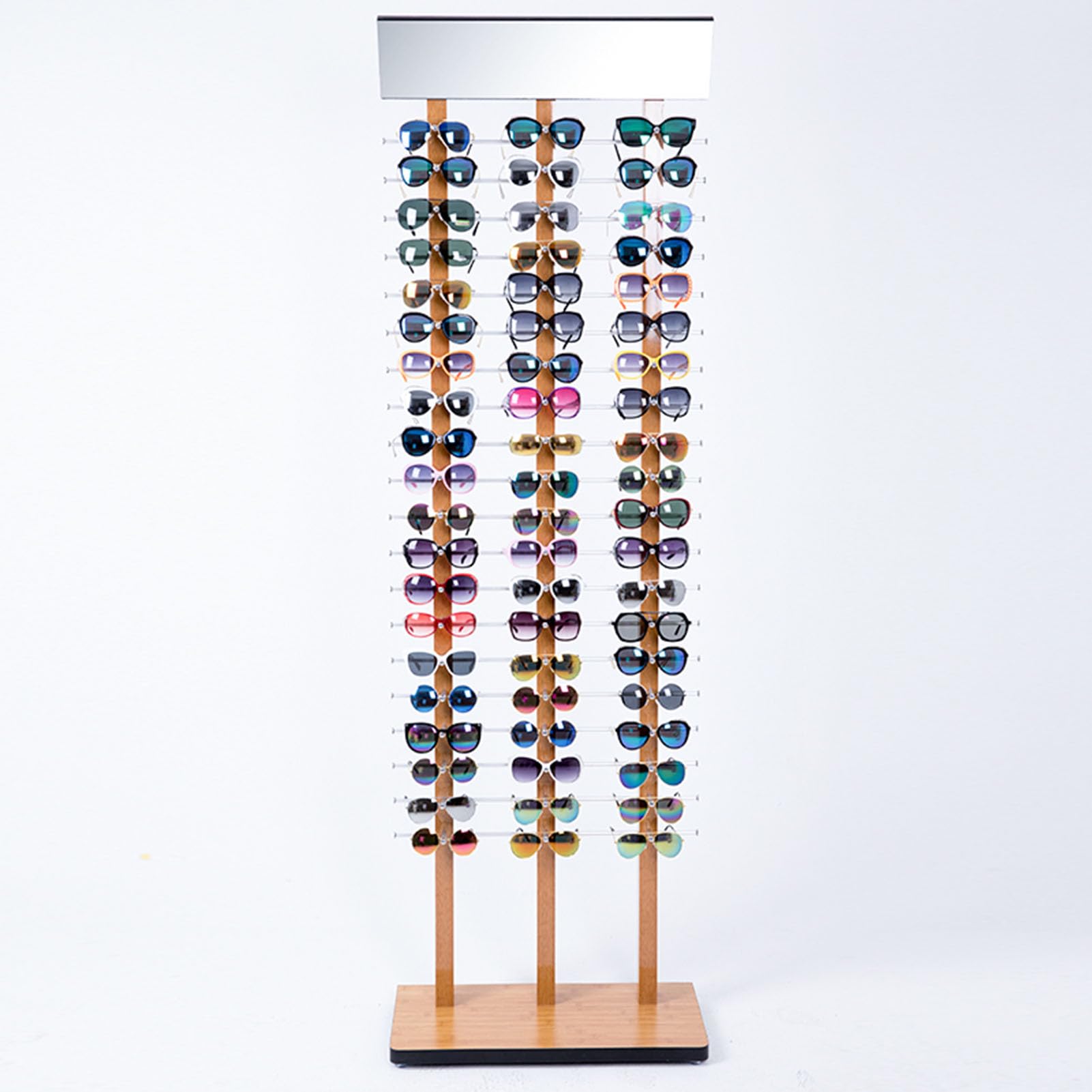 CAFIEDR Floor-Standing Wooden Sunglasses Storage Rack, Decor Retail Boutique Eyeglasses Holder Hanging Display Rack, Commercial Frame Eyewear Display Rack,Reading Glasses Holder,For E.60 pairs
