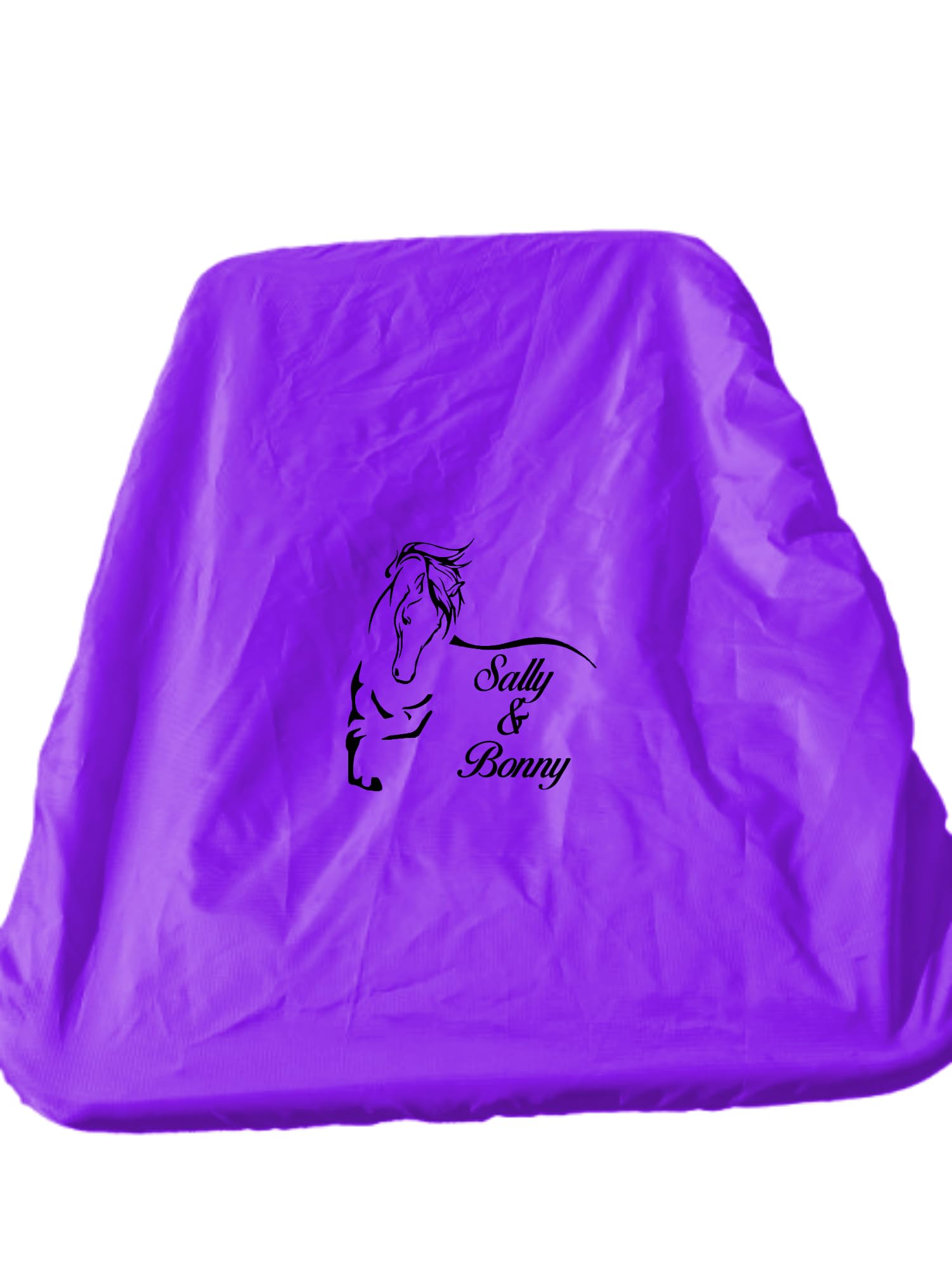 Personalized Horse Wheelbarrow Cover, Water Resistant Vinyl, Multiple Colors Available, Equestrian Equipment Protection (White Vinyl, Purple, Large)