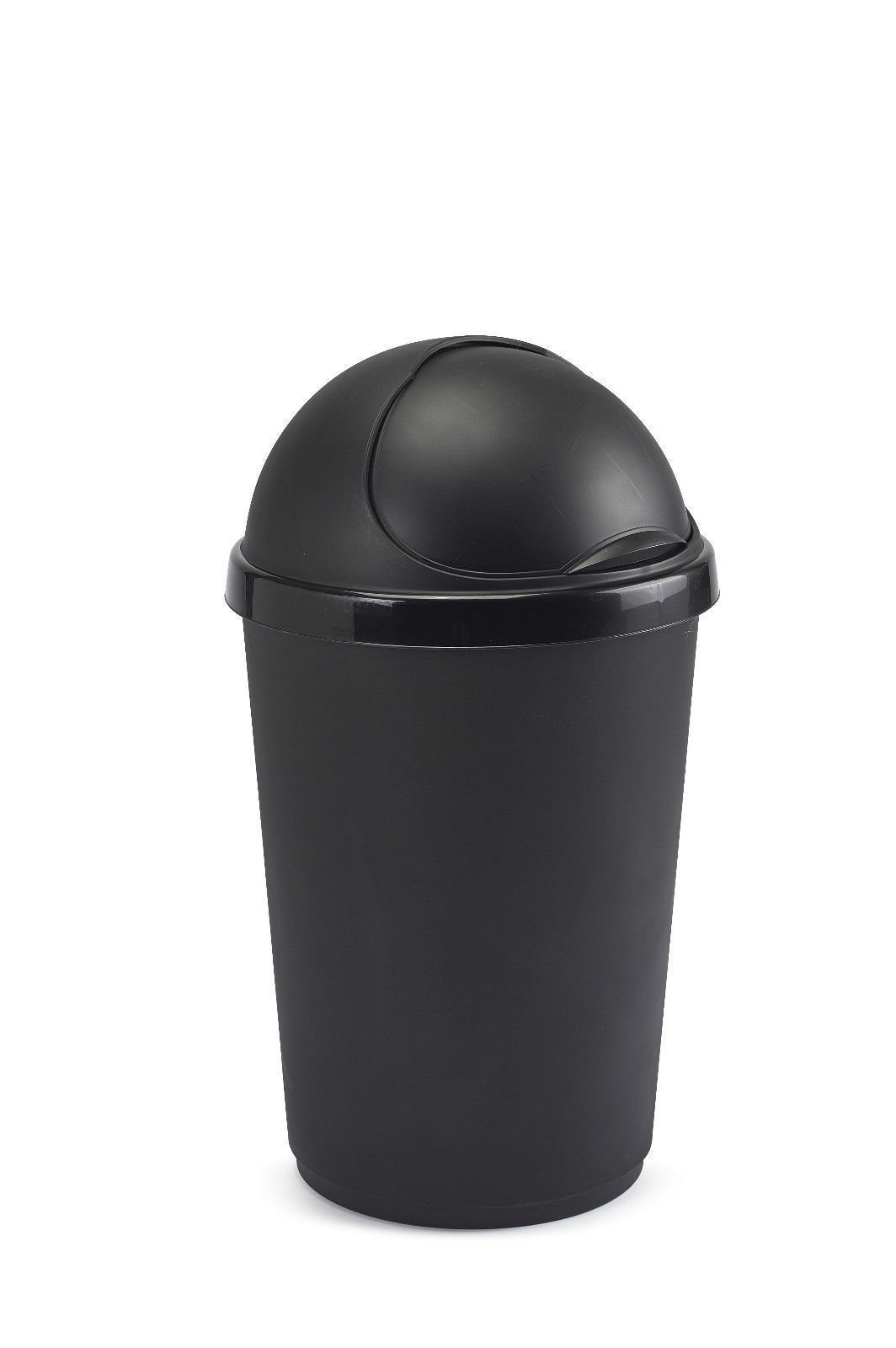Plastic Bullet Bins 30L, 50L Waste Paper Recycle Dustbin Flap Lid Kitchen, Home,Office Rubbish Trash Baskets (Black, 30L)