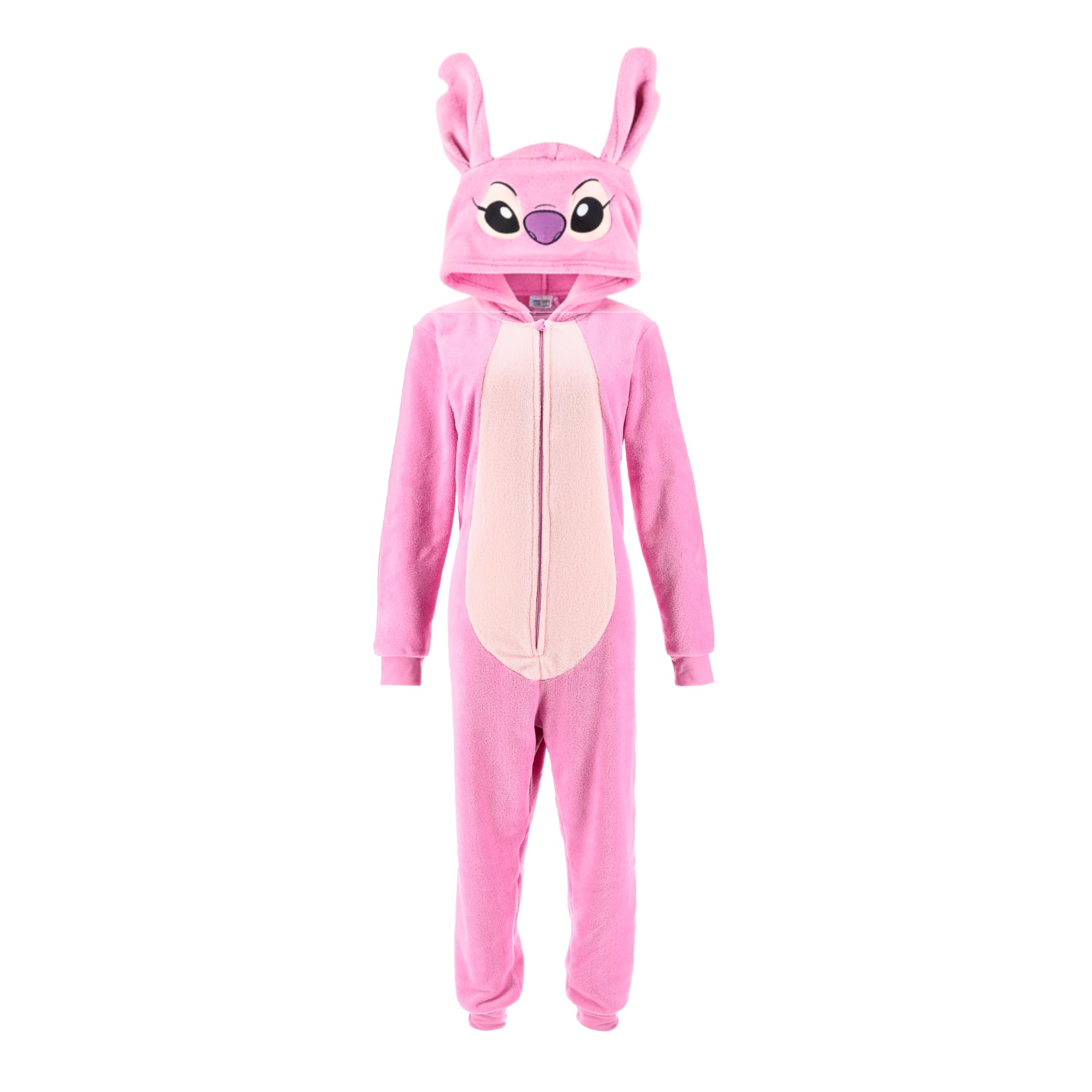 Disney Stitch Pyjama Femme, Pyjama Une Pièce à Capuche 3D Angel en Polaire Douce, Cadeau pour Femmes, Filles et Adolescents