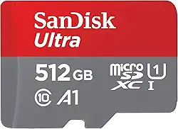 SanDisk Cartão de memória ultra microSDXC UHS-I de 512 GB com adaptador - até 150 MB/s, C10, U1, Full HD, A1, cartão MicroSD - SDSQUAC-512G-GN6MA [Nova versão]