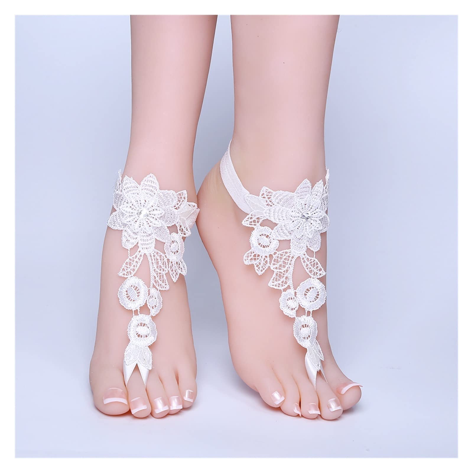 Pulseras de Tobillo Encaje Nupcial Tobillera descalza-Tobillera Calzado de Playa Simple-Suministros de Boda-Talla única (36-40 Yardas) Tobilleras de Mujer