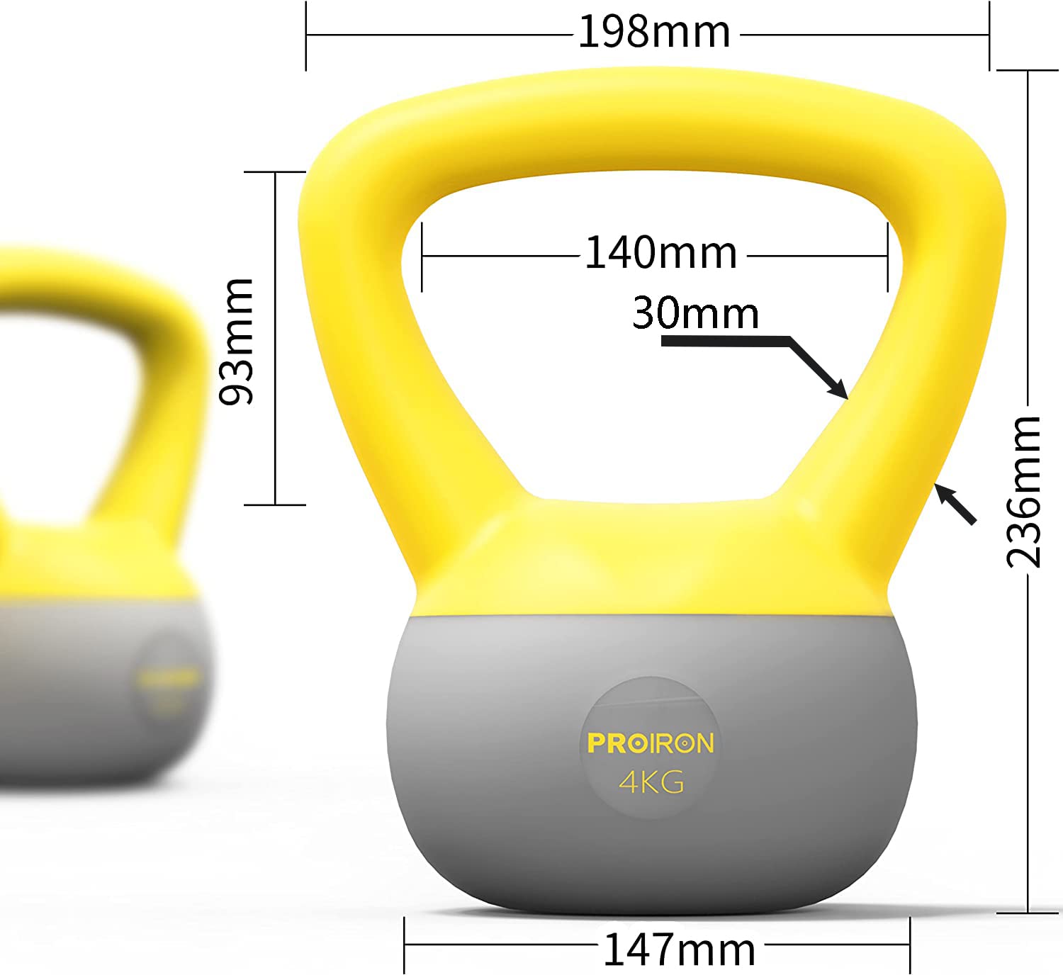 PROIRON Soft Kettlebell, Kugelhantel | 2-12kg | bodenfreundlich und bequem, Ideal für Anfänger Kettlebell Training zu Hause gemacht