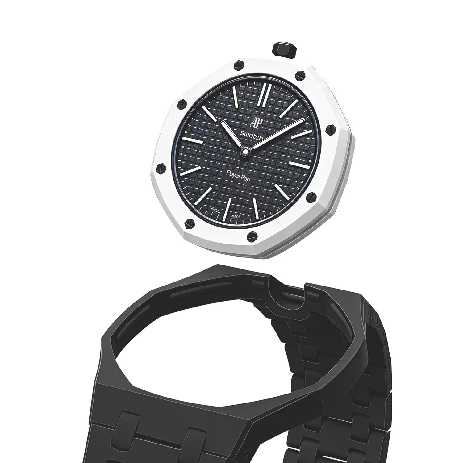 TingYR Bracelet Compatible avec Swatch Royal Pop, Bracelet de Montre en Céramique avec Boîtier Céramique, Confortable Étanche.