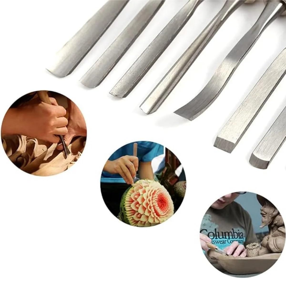 Kit utensili fai da te Set di scalpelli per intaglio in legno da 12 pezzi strumenti per la lavorazione del con custodia Kit sgorbia per coltelli a grandezza naturale