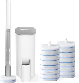Oshang Disposable Toilet Brush with Holder & 14 Refills - Hygienic Deep Clean Toilet Bowl Cleaner