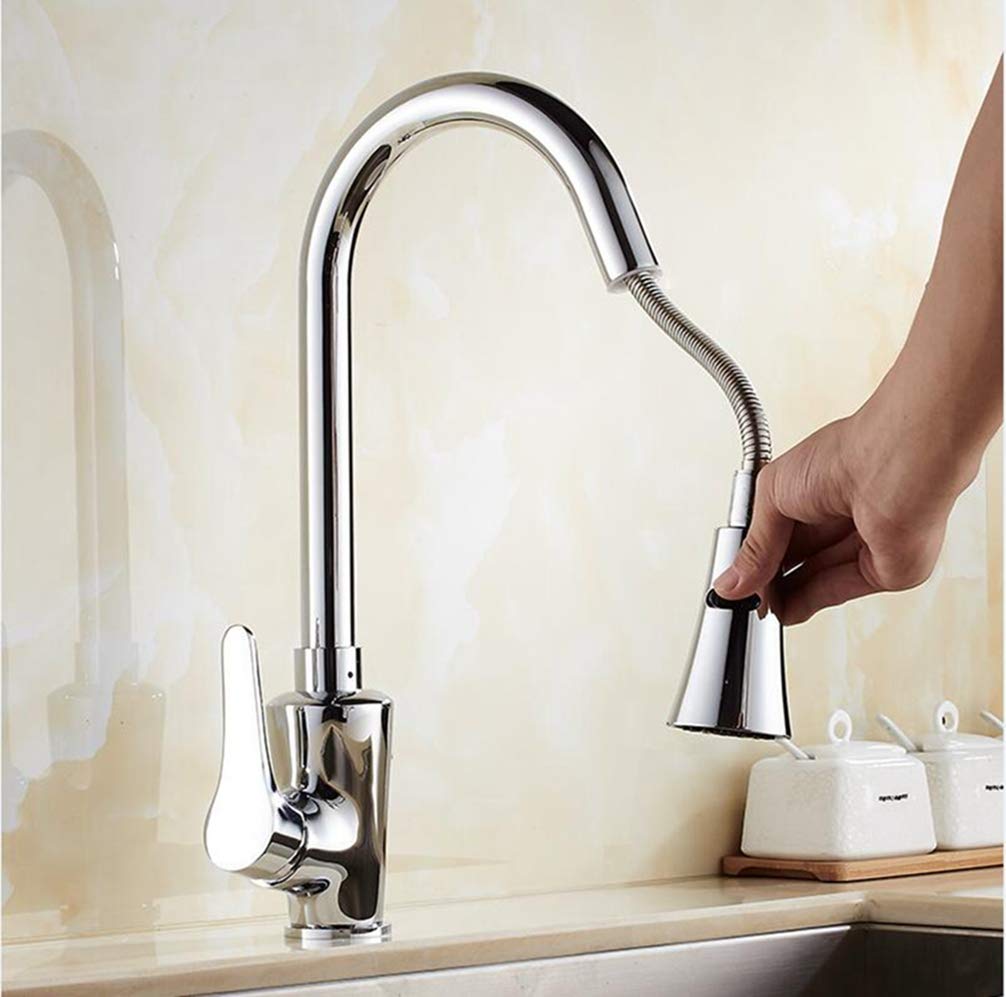Pull Out Kitchen Faucet Chrome/Black Sink Mixer Tap 360 Degree Rotation Taps Tap,B